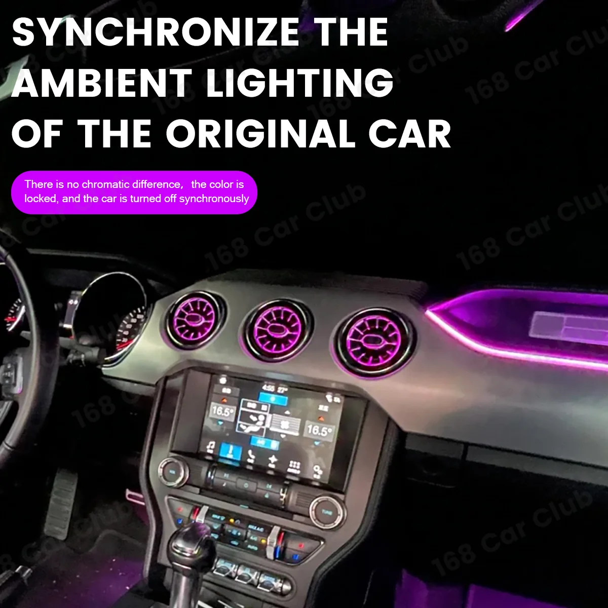 LED 256 Colors New Vents Ambient light For Ford Mustang Car 2015-2021 LED Dashboard Air Conditioning Turbine Air Outlet