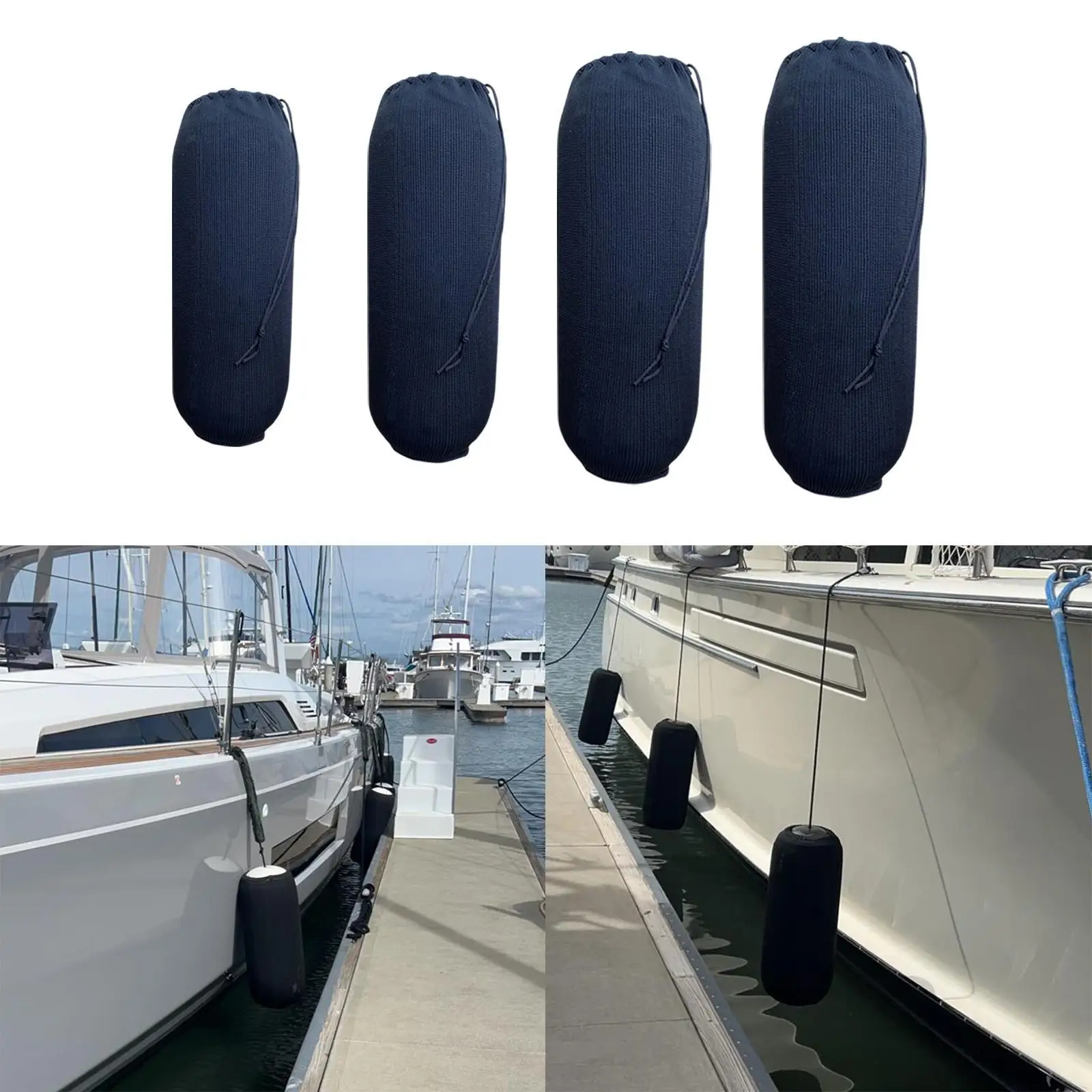 Boat Fender Cover Protector with Drawstring Thickened Heavy Duty for Twin Eyes