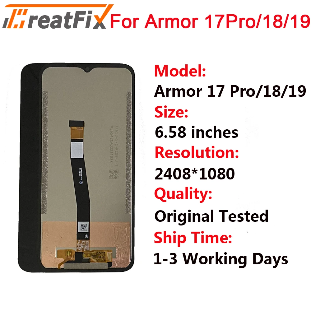 

NEW Original 6.58" For Ulefone Armor 17 Pro LCD Display+Touch Screen Digitizer Assembly For Armor18 18T Armor 19 19T LCD Repair