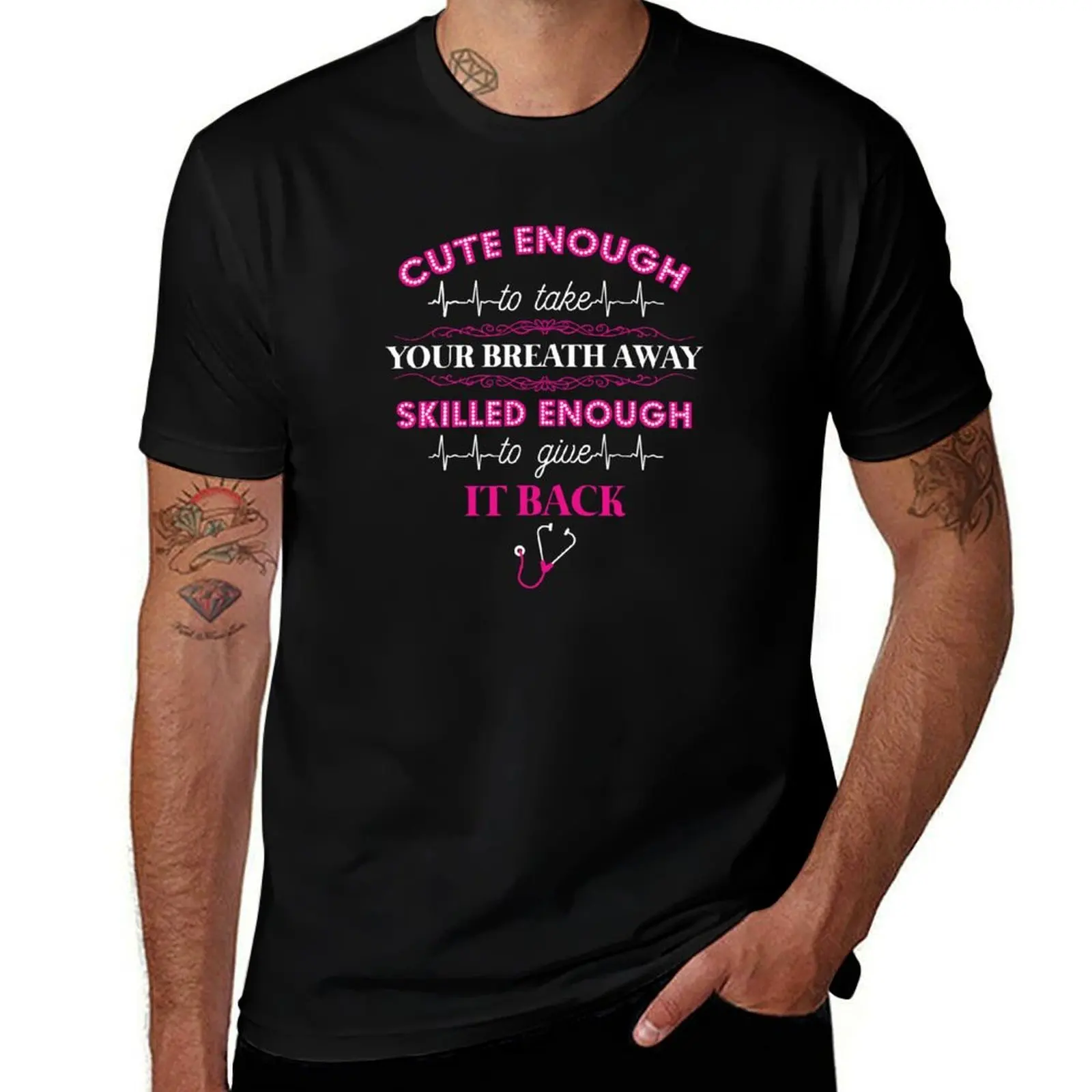 Cute Enough to Take Your Breath Away Skilled Enough to Give it Back T-Shirt Classic Basic Casual T-Shirt