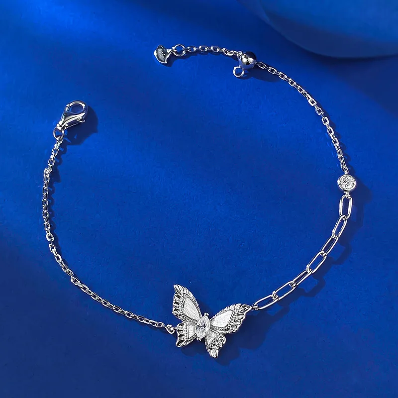 New S925 Pure Silver Plant Series Goolar Dreamy Butterfly Bracelet, High end and Fashionable Wedding Jewelry