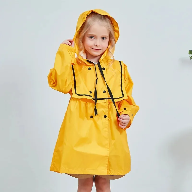 Kids Raincoats for Girls for Waterproof Windproof Rainwear Hat Eaves Design Breathable Comfortable High Quality Poncho Raincoat