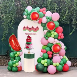 111Pcs A set of summer watermelon themed balloon arch wreath set, birthday party decoration, beach party scene decoration