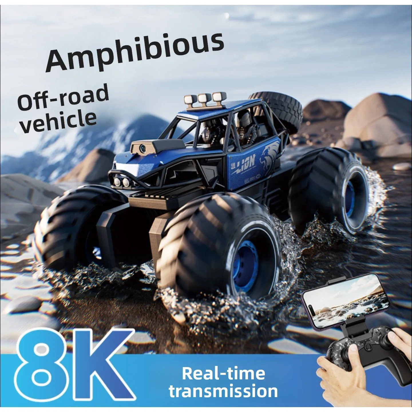 8K 4DRC Y10 Water-Land Remote Control Car with Camera Gesture Sensing Children's Toy Four-Wheel Drive Alloy Off-Road Vehicle