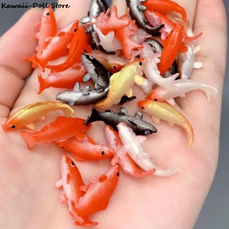 5 stücke Puppenhaus Spielzeug Angelrute Mini Fischernetz Goldfisch Tank Koi Miniatur Goldfisch Runde Quadratische Tank Puppe Zubehör