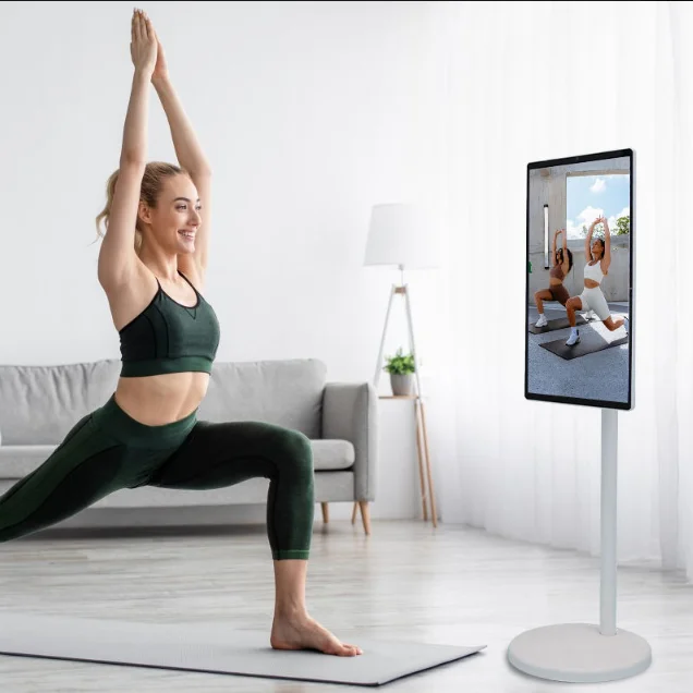 Televisor LED Inteligente Android Portátil de 24 Pulgadas con Pantalla Táctil, Mini Televisión Blanca de Pantalla Plana con Batería para el Hogar y Negocios