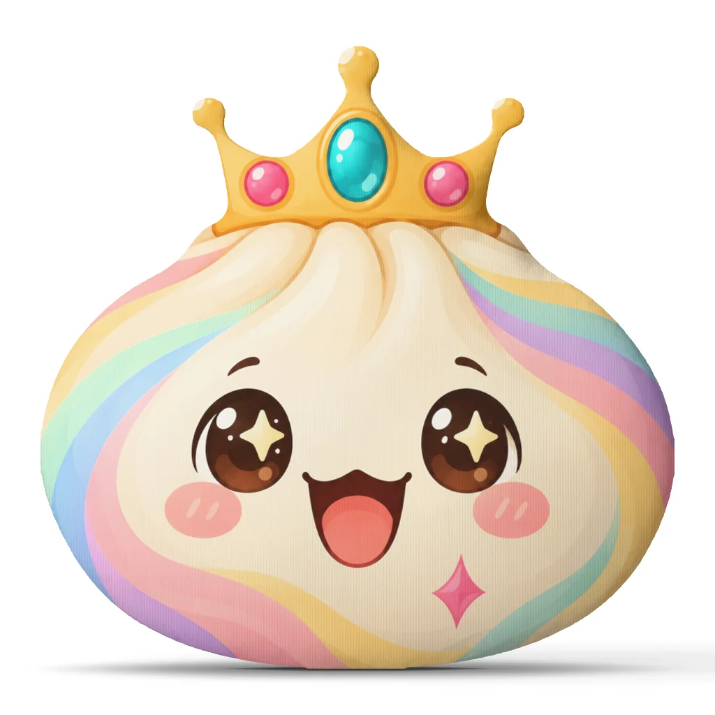 Cute Rainbow Bao Dumpling Crown Plush Pillow Stuffed Throw Cushion Kawaii Food Decor Royal Birthday Gift Home Bedroom