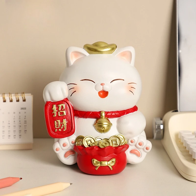 1 قطعة محظوظ المال القط الراتنج الحرفية عملة البنك الإبداعية ديكور المنزل مكتب زخرفة هووسورمينغ هدية آمنة المواد الغلاف الجوي