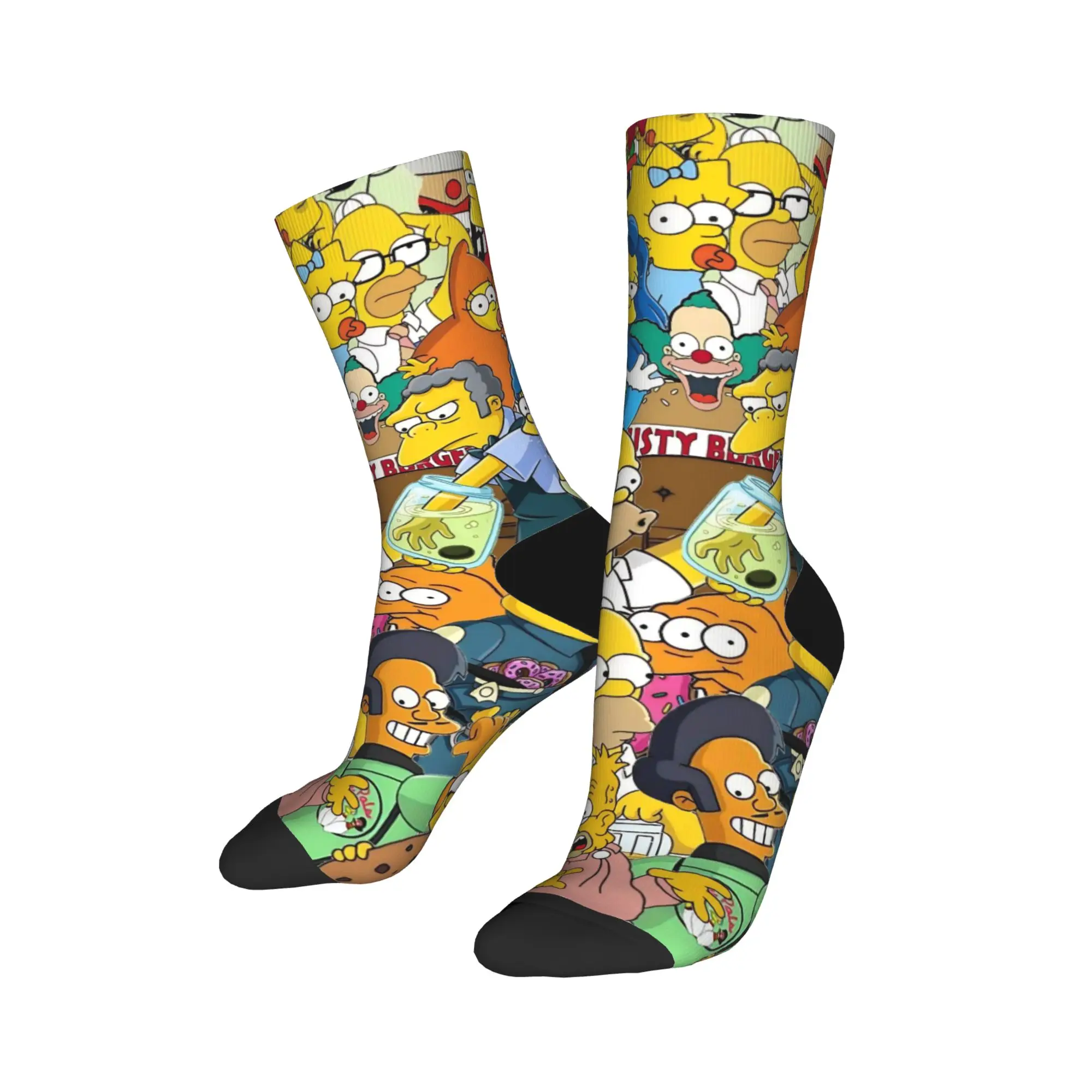 Fashion S-Simpson Soccer Socks  Polyester Middle Tube Socks for Women Men Non-slip
