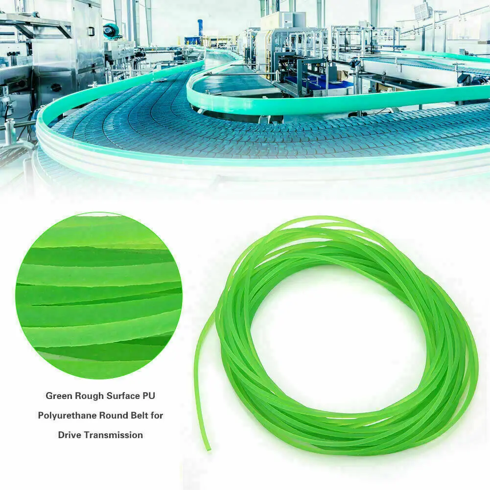 1M Round Urethane Drive Belt Diameter 2/3/4/5/6/8/10/12mm Rough Surface Green