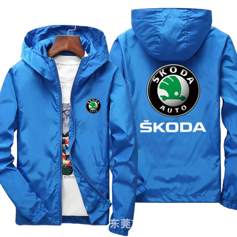 Jaqueta Windproof de motocicleta com logotipo SKODA, terno com capuz, blusão, moletons, Racing Zipper Coat, Mobile Riding, 2023