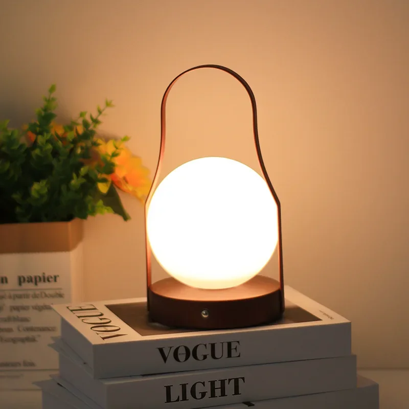 LED portable simple table lamp small night light creative moon charging wall hanging light multi-functional spherical portable a