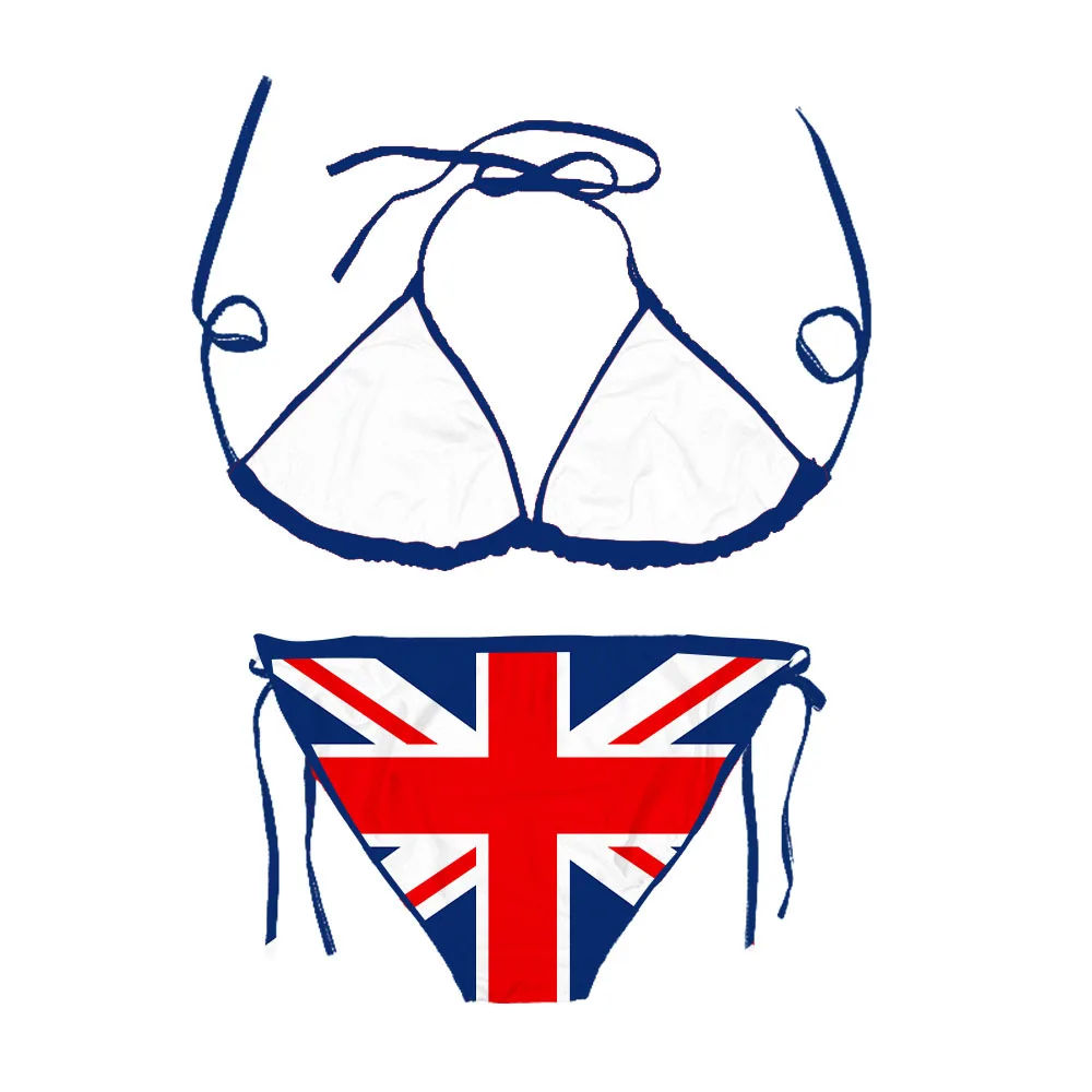 CLOOCL Britain Flag Bikini Sets Fashion England Sexy Swimsuits Beach Pool Vacation Adjustable Lacing Bikini Suits No Chest Pad