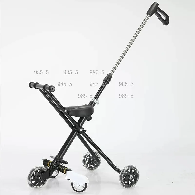 One Click Folding Baby Stroller, Reclinable Rideable Lightweight Outdoor Travel Carriage