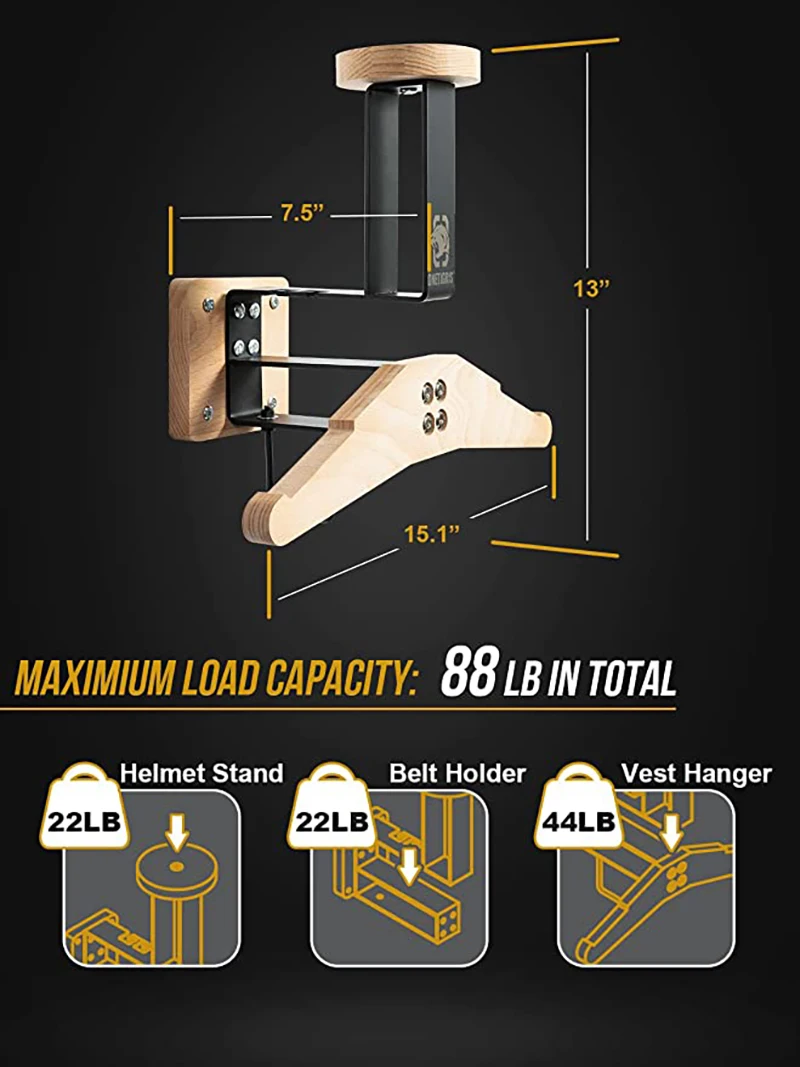 Imagem -05 - Onetigris-tactical Gear Wall Mount Polícia Gear Rack Porta-chapas Cabide Organizador para Motocicleta Futebol Ciclismo Gear