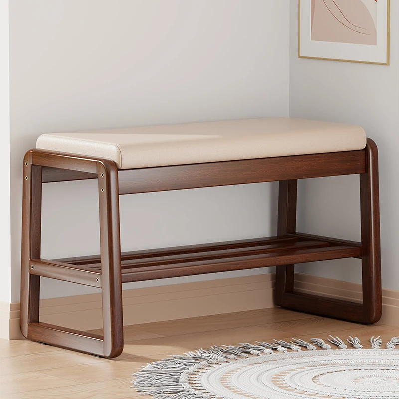 

Solid wood shoe changing stool, integrated shoe cabinet with stool at the door of the home, shoe stool at the door, seated