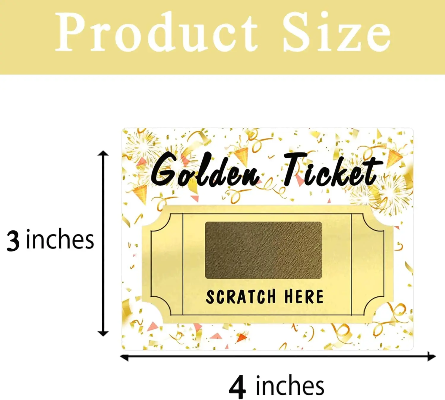 3*4inch DIY Make Your Own Scratch Stickers Golden Tickets Scratch Off Cards with Gold Rectangle Scratch Off Labels 20pcs