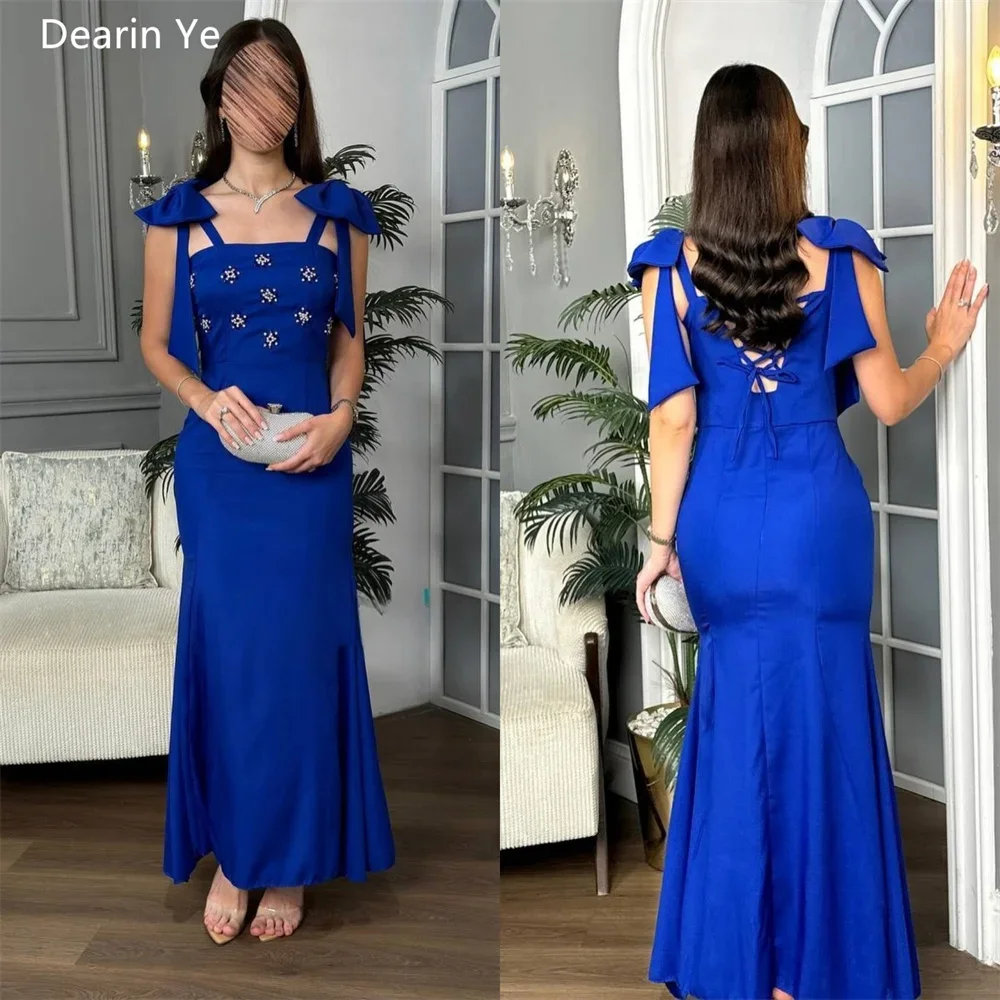 Customized Saudi Arabia Dearin Shoulder Girdle Mermaid Floor Length Draped Bows Beading Bespoke Occasion Dresses Evening Dress