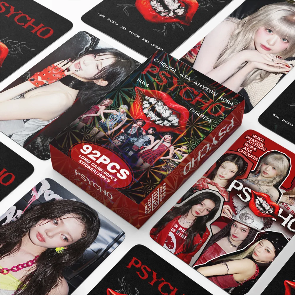 

92 шт./компл. Idol BABYMONSTER новый альбом PSYCHO Lomo карты и наклейки открытки AHYEON HARAM RORA ASA RUKA PHARITA подарки для фанатов