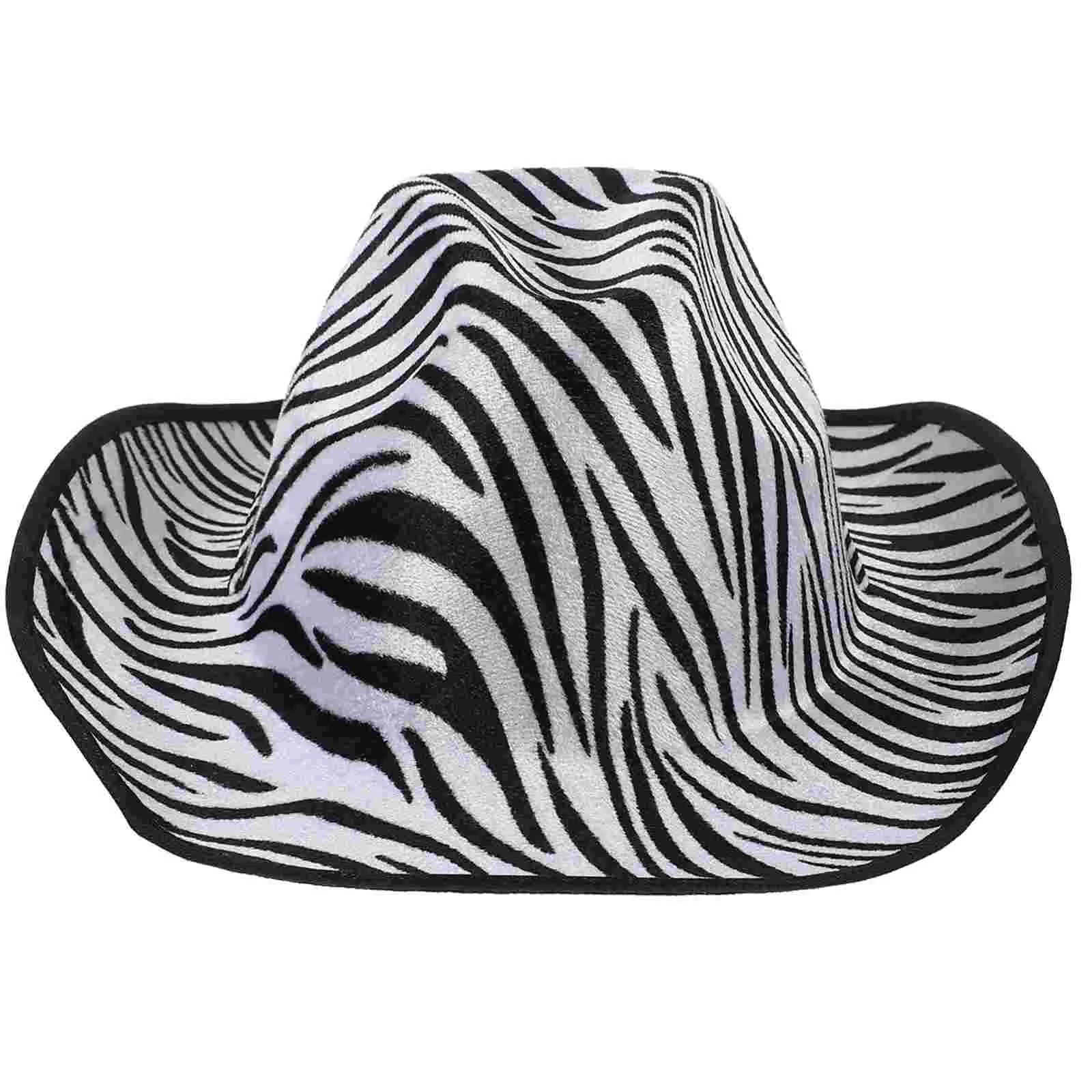 

Cowboy Hat Zebra Print Cowgirl Costume Top Vintage Party Decor Hats for Women Halloween Makeup Toddler