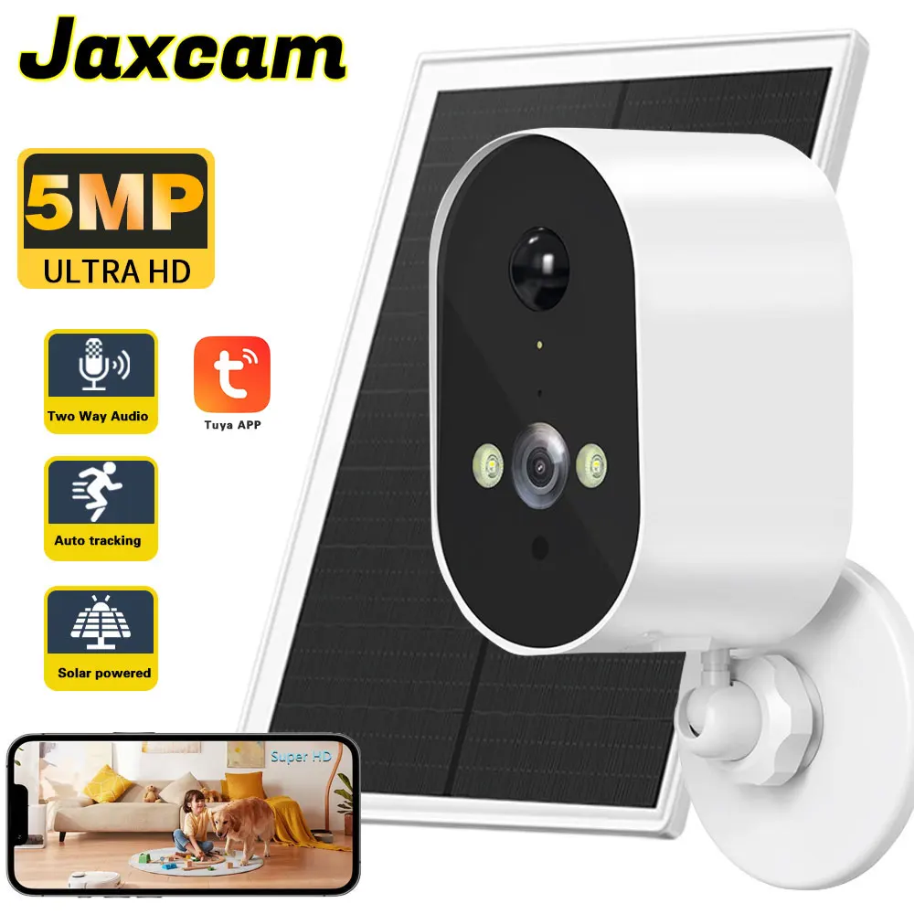 

Outdoor Solar Camera Tuya 5MP Solar Panel Outdoor PIR Detection Safety Surveillance Closed Circuit Wifi TV Camera