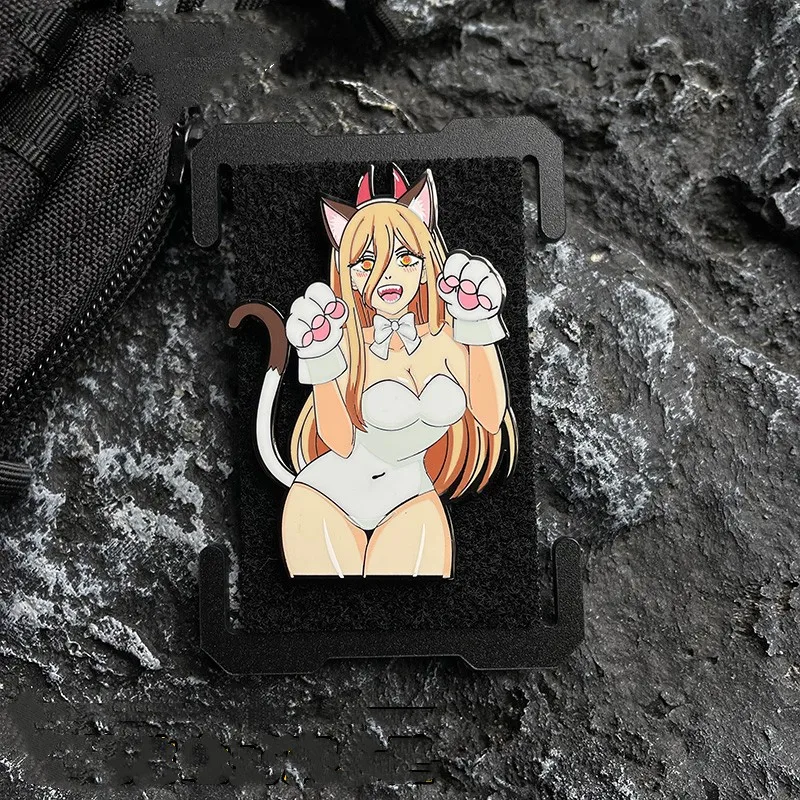 Anime Chainsaw Man Metal Patch Cute Long haired Girl Outdoor Tactical Badge DIY Decal for Clothing Backpack Decoration