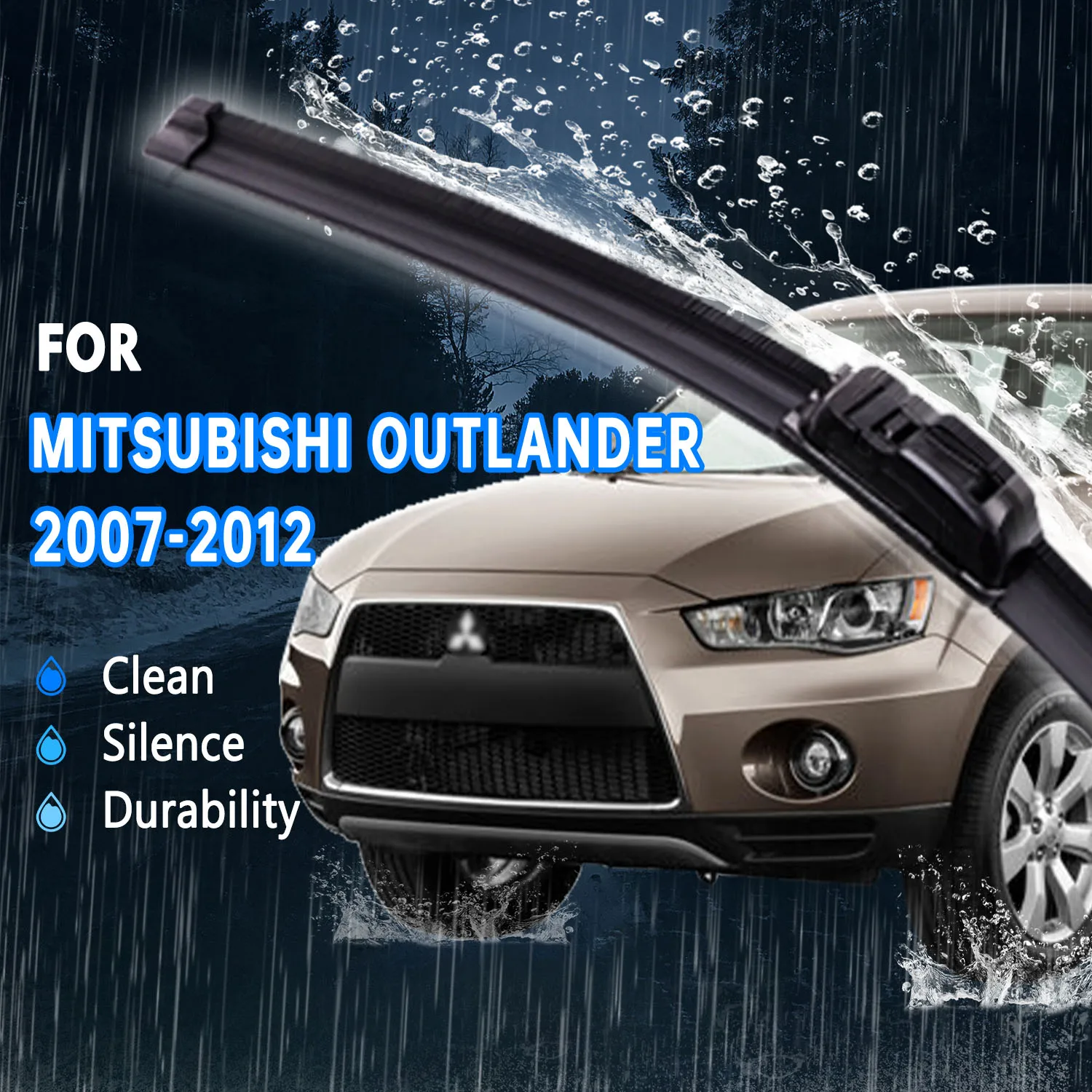 

2pcs For Mitsubishi Outlander 2007-2012 front windshield wiper, boneless high-quality rubber car wiper blade