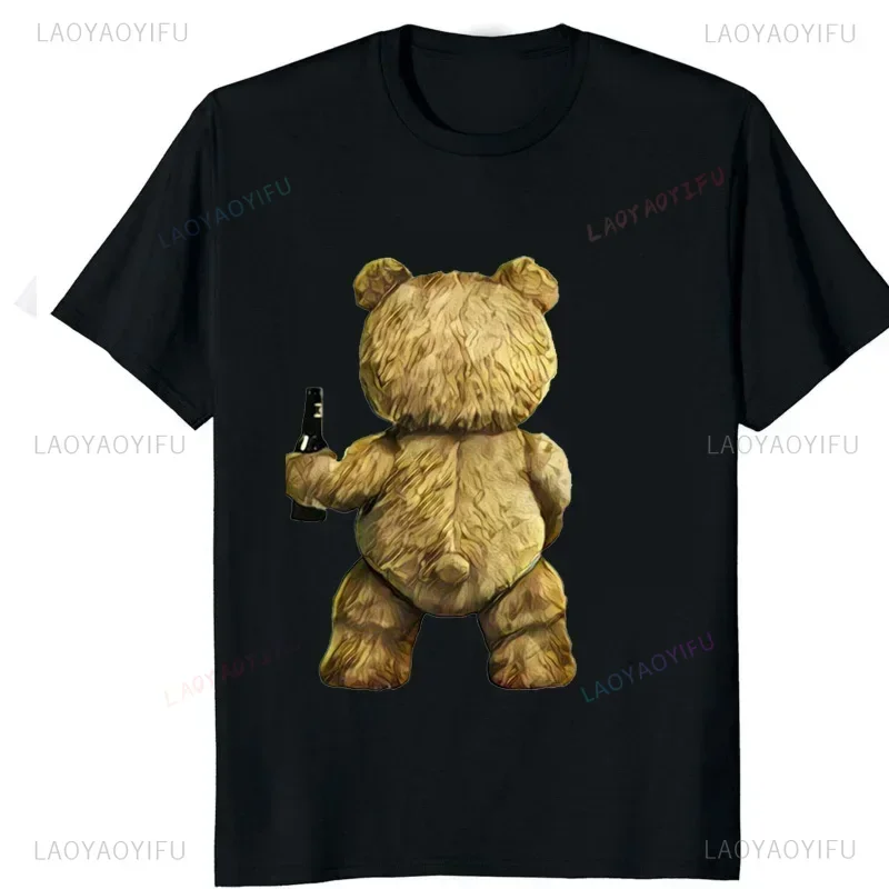 Teddy Bear Playing Badminton Tshirt Exercise Clothing Short Sleeve Tops Graphics Kawaii Men Women Short Sleeve Printed Shirt Top