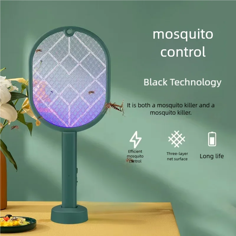 Matamoscas eléctrico para matar mosquitos, trampa para matamoscas, raqueta para mosquitos recargable por USB, mata insectos con luz UV, 3000V, 1-2 uds.