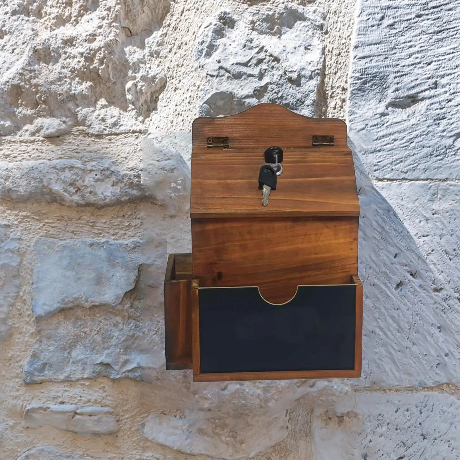 Wall Mount Mailbox Letter Box Sturdy Wooden Locking Storage Container Secured Postbox for Charity Collection Office Household