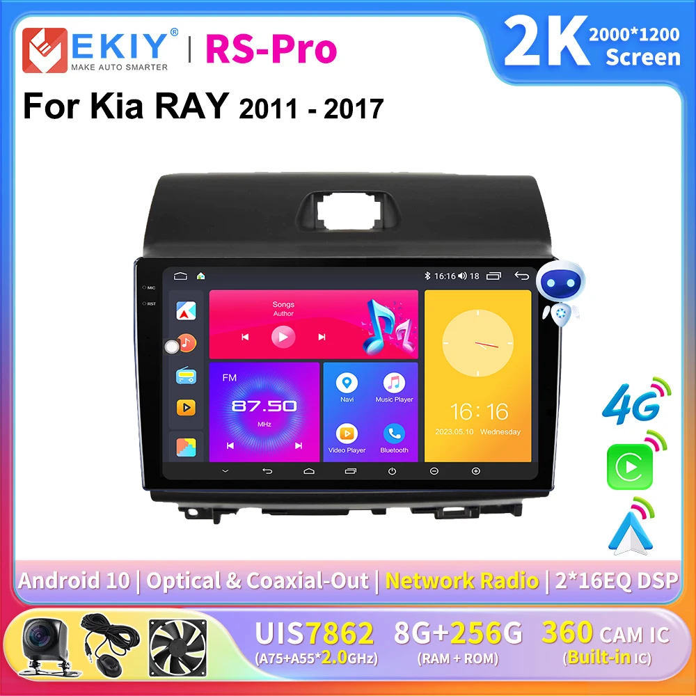 

EKIY 2K экран CarPlay радио для Kia RAY 2011 - 2017 Android Авто 4G Автомобильный мультимедийный плеер стерео GPS навигация Ai Voice DSP