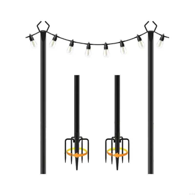 2 Pack Heavy Duty Iron Tent Stakes Multipurpose Support Rods For Secure Outdoor Camping And Beach Activities M4YD