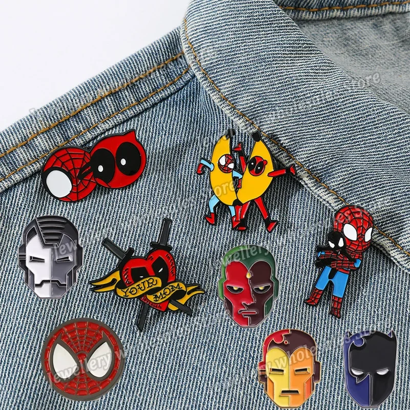 Marvel Super Heroes Brooch Badge Captain America Iron Man Spiderman Hulk The Avengers Metal Enamel Lapel Pin Accessories