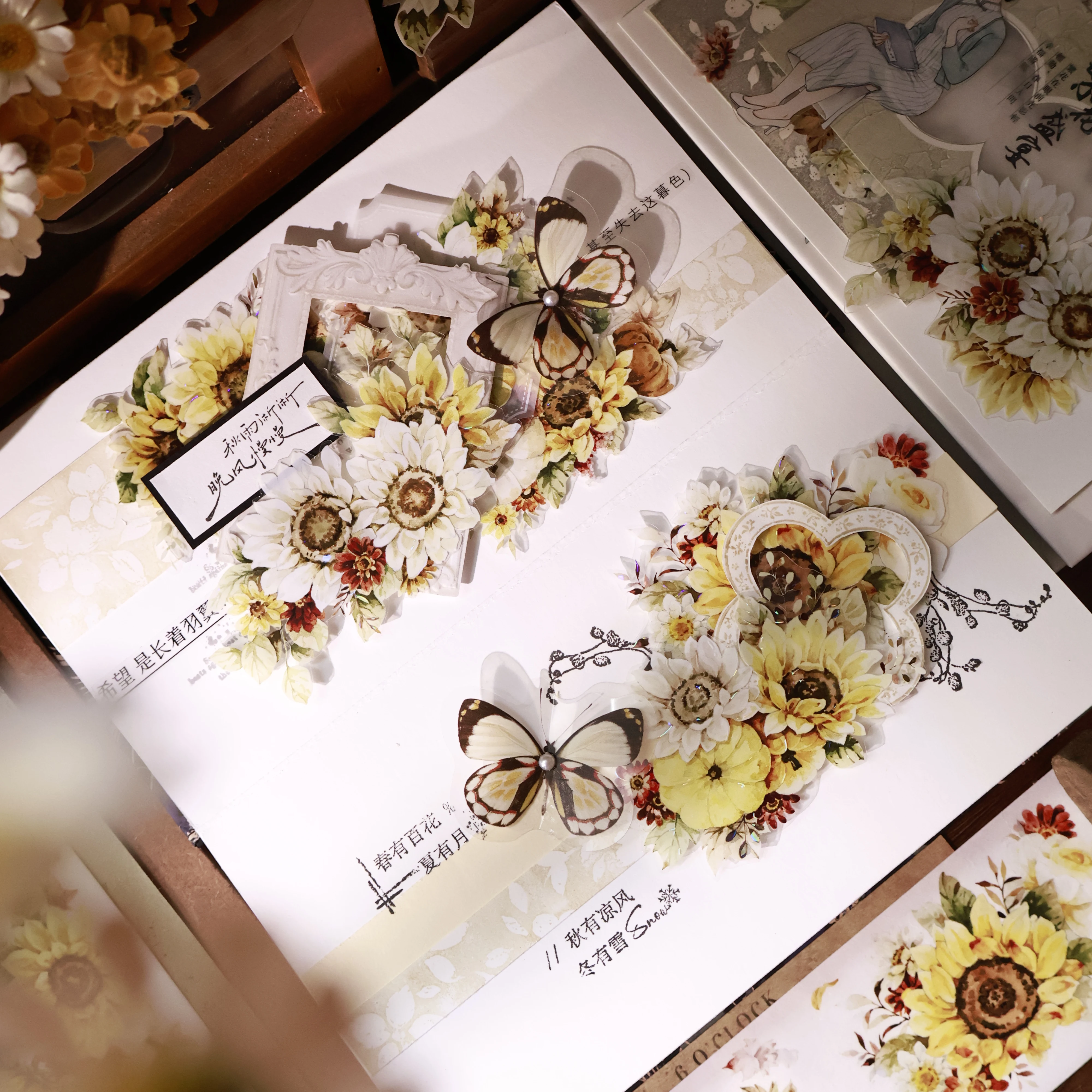 Golden Wheat Field Washi Tape Sunflower Flower Journal PET Collage Scrapbooking