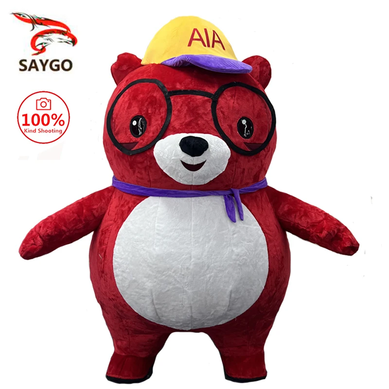 SAYGO 2m Spectacled Bear Inflatable Bear Party Carnival Mascot Costume for Adult Kids Cosplay Customize Fursuit Funny Suit