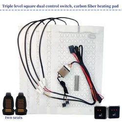 12V, General Motors seat heating kit, carbon fiber heating pad, 3 level two seat control switch, winter seat heating