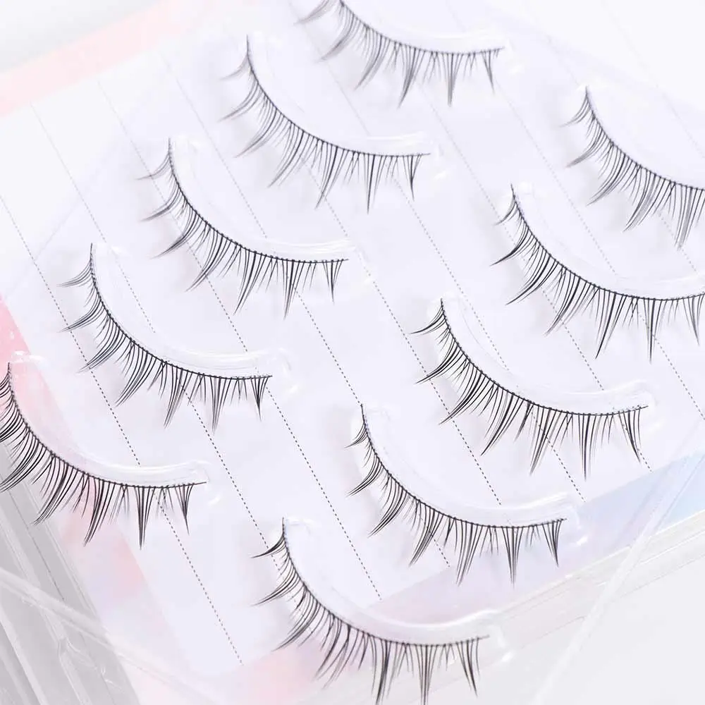 5 paires de faux cils doux anti-transpiration, outil cosmétique naturel moelleux, réutilisable, Portable, bande dessinée, pour fille