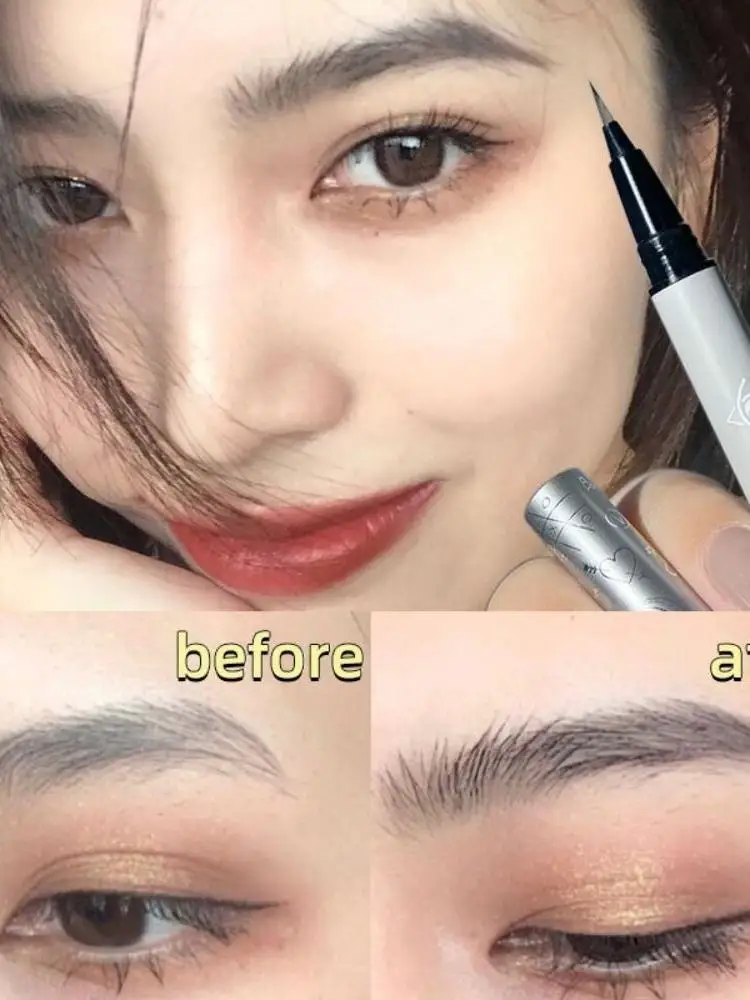 Crayon à sourcils liquide ultra-fin imperméable, stylo Eyeliner fin, rehausseur de sourcils, brosse à sourcils, outil de maquillage, 1 pièce