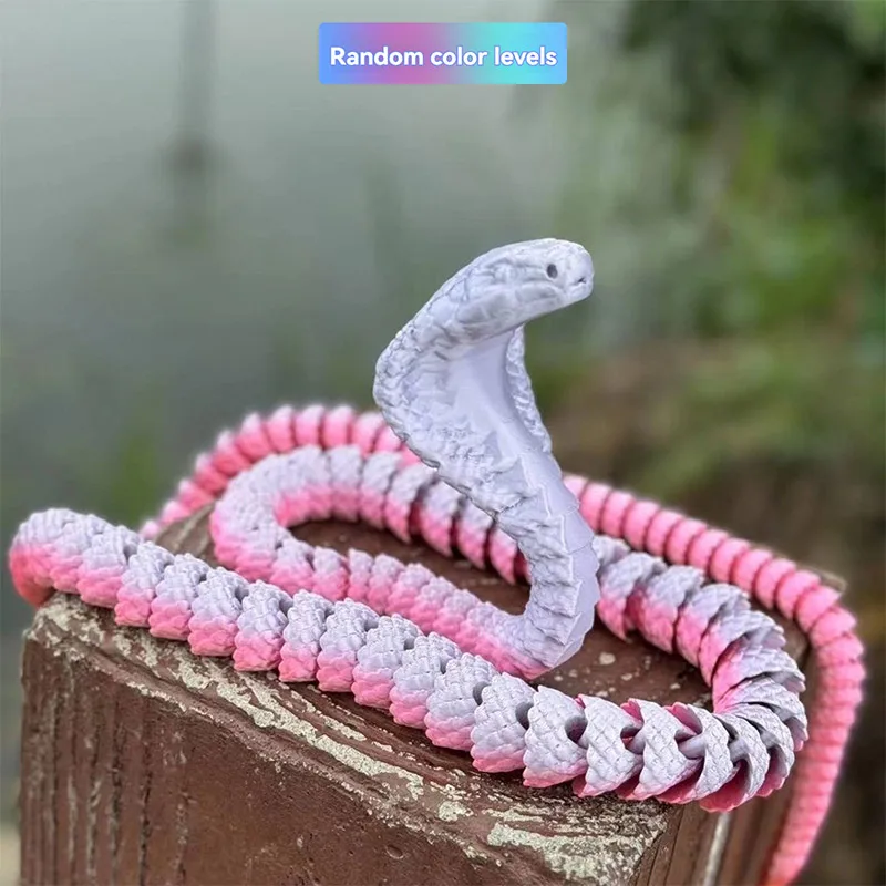 3D Printed Cobra Joint Mobility Simulate King Cobra Ornament Desktop Snake Model Home Decoration Year of The Snake Kids Gift