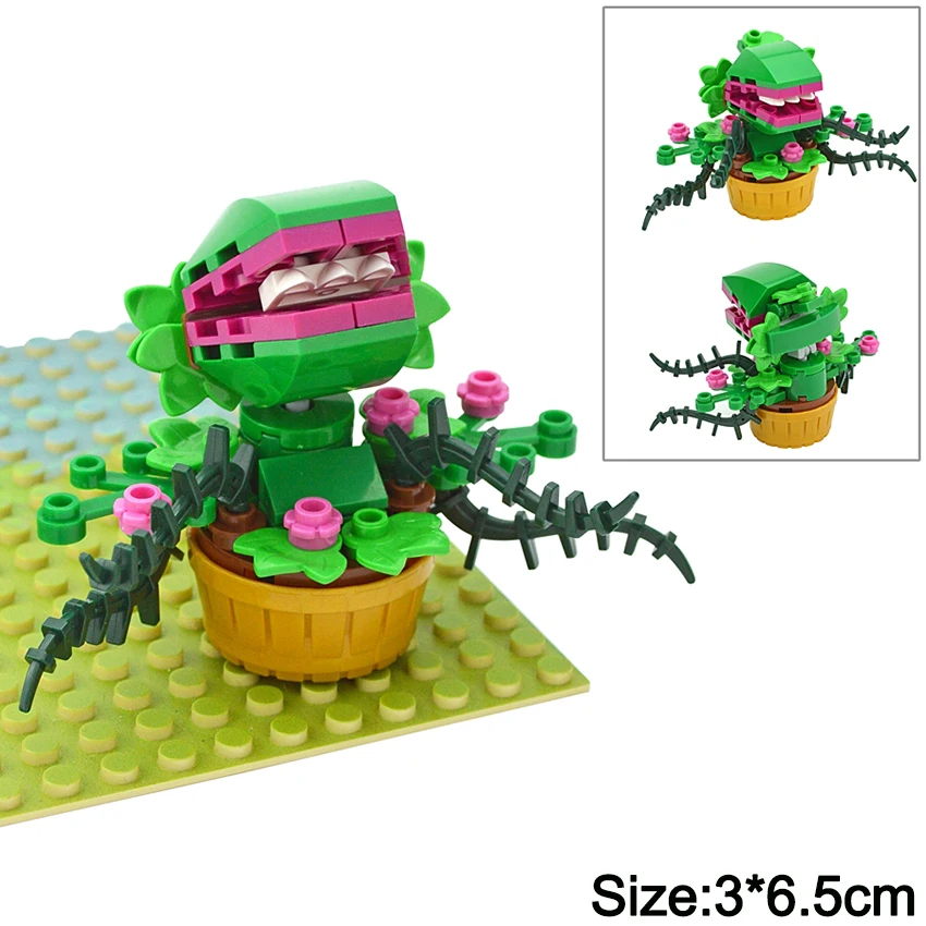 MOC Mini Potted Green Man Eater Plants Chomper Flower Plant
