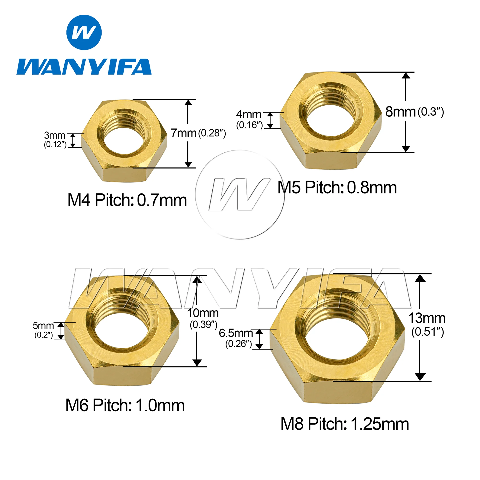

Wanyifa Titanium Nut M4/M5/M6/M8 Premium Ti Alloy Hex Nuts Bicycle, Motorcycle, Automotive & Marine Fastener​