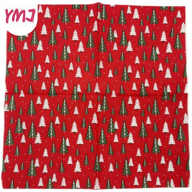 Christmas tree red square printed napkins disposable banquet restaurant birthday party decoration wood pulp paper 2ply 20pcs/Pac