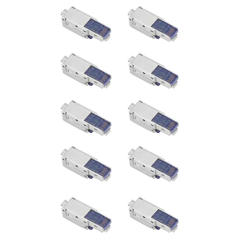 20Pcs CAT8 RJ45 Connector Plug Without Crimping Tool 40Gbps 23/24AWG Zinc Alloy Shielded Network Cable RJ45 Plug B