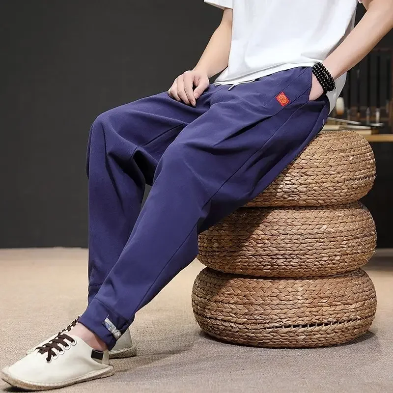 Trousers Skinny Autumn And Winter Plain Male Sports Pants Slim Cropped Men's Sweatpants Tights Aesthetic Hot Aesthetic Hot Loose