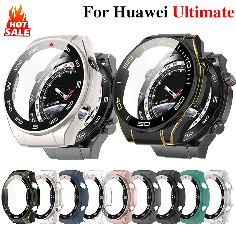 Tempered Glass + PC Cover for Huawei Watch Ultimate Full Coverage Protective Bumper Case for Huawei Ultimate Accessories