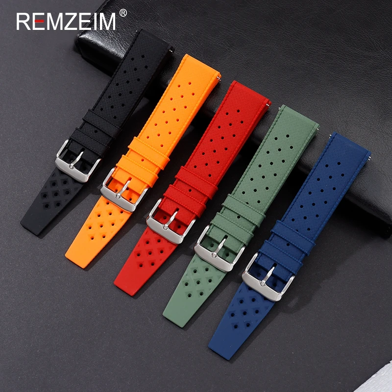 New Breathable Rubber Strap Quick Release Watch Band 18mm 20mm 22mm Replacement Bracelet Silicone Smart Watchbands