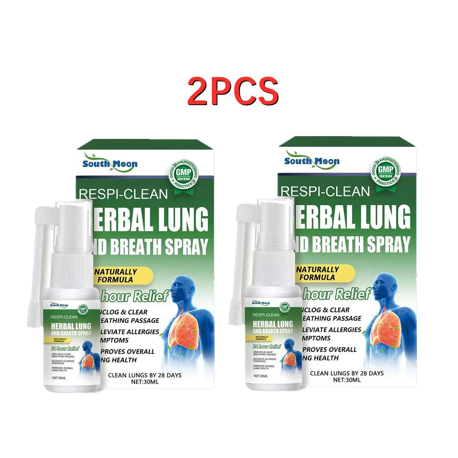 

2PCS Herbal Cleansing Lung Spray For Smoker Detoxification Clear Nasal Congestion Relieve Throat Discomfortable Nasal Care Spray