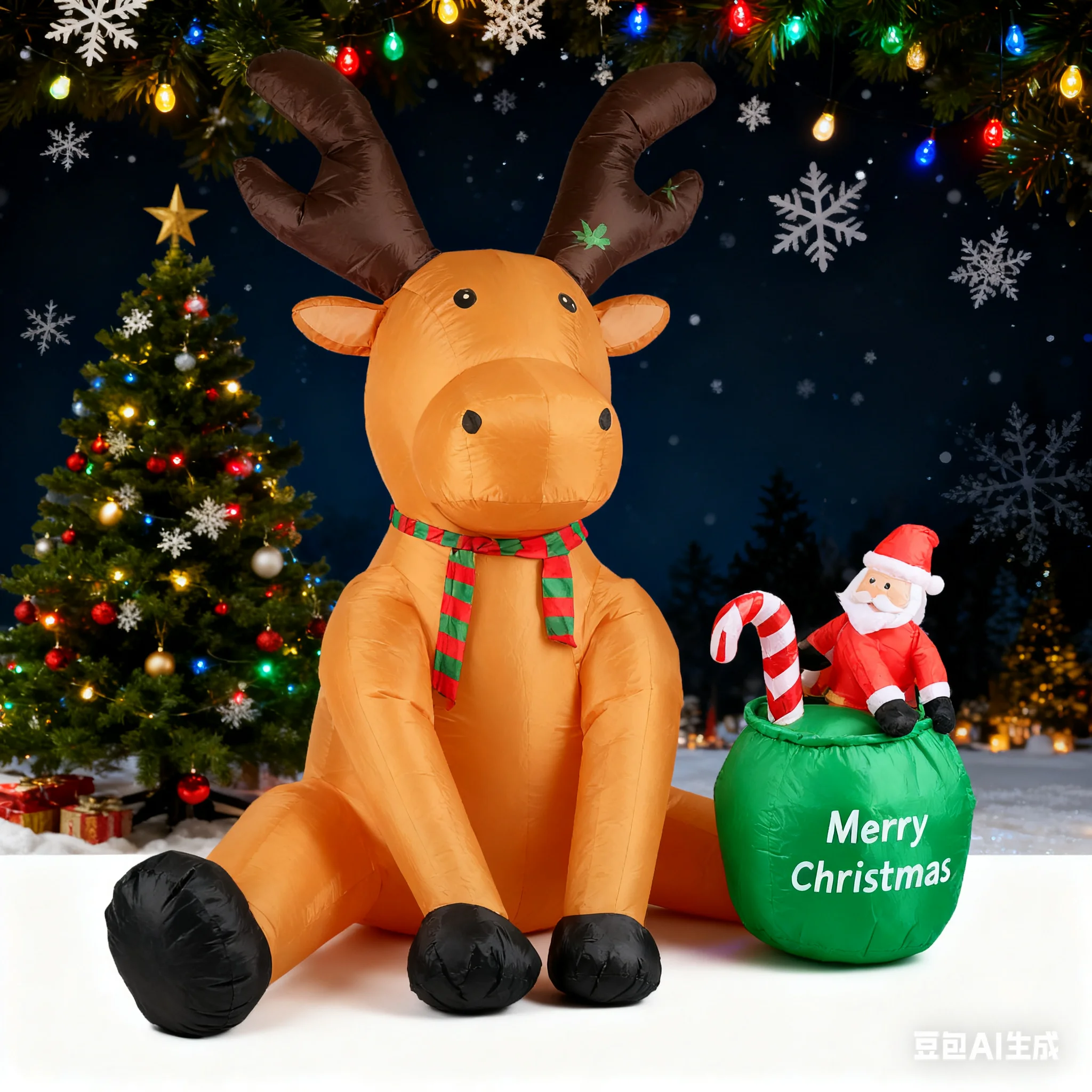 Christmas Inflatables Outdoor Decorations Reindeer Blowups 8FT Giant Cute Inflatable Deer Xmas Winter Yard Decor Blow Up