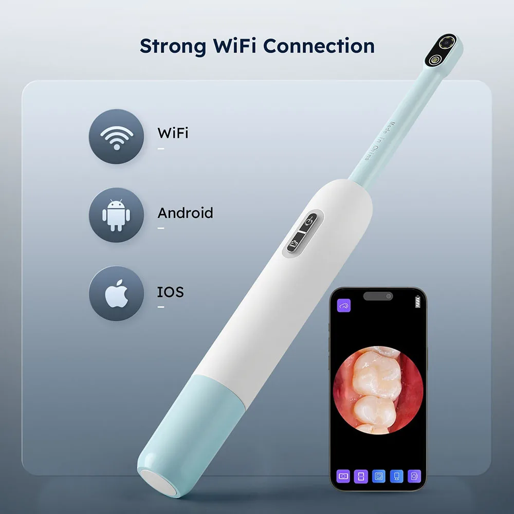 Azdent dental sem fio wifi visual endoscópio inspeção boca câmera com 7 leds de luz fria branca foco automático