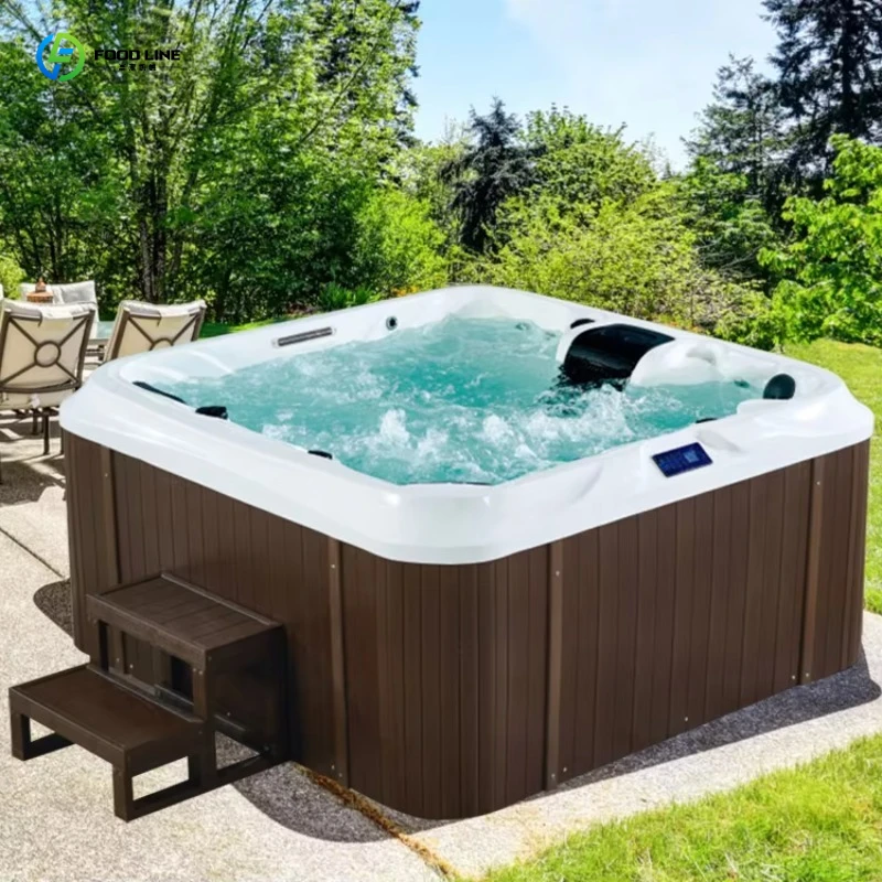 Acrylic Outdoor Portable Massage Spa Pool, 130 Jets Inflatable Hot Tub, Heated Bubble Whirlpool for Backyard & Deck
